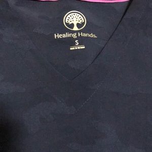 Scrub top blue camouflage